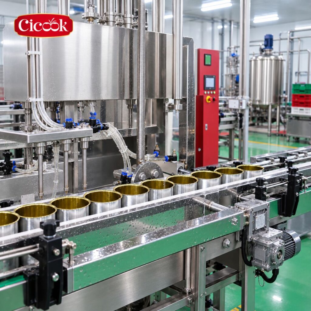 Dây chuyền chiết rót xốt vào lon tại nhà máy Cicook